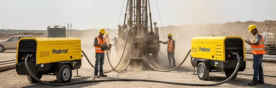 Water Well Drilling Rig with High-Pressure Air Compressor