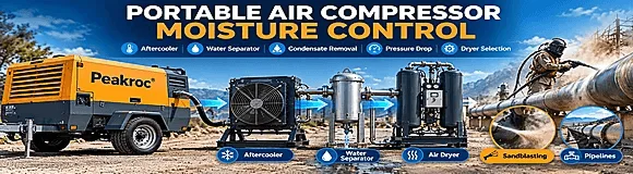 Portable Air Compressor Moisture Control: Aftercooler, Water Separator, Condensate Removal, Pressure Drop & Dryer Selection for Sandblasting and Pipelines