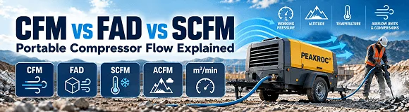 10.2-CFM vs FAD vs SCFM vs ACFM vs m³min Explained for Portable Air Compressors